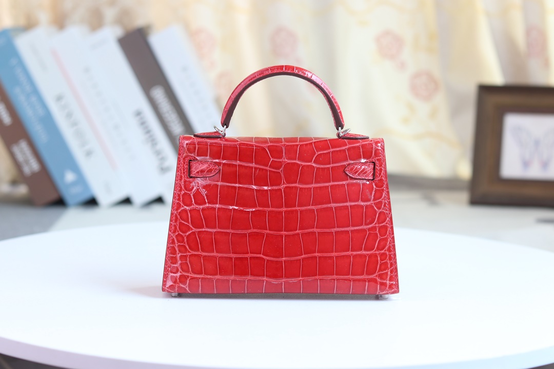 Hermes Kelly Mini 2代 19cm CC95  Braise Shiny Alligator Crocodile GHW