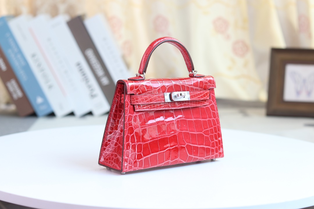 Hermes Kelly Mini 2代 19cm CC95  Braise Shiny Alligator Crocodile GHW