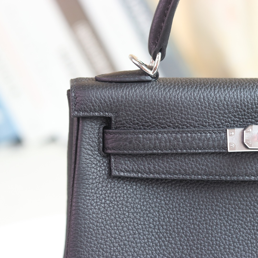 HERMES KELLY 25CM BLACK 89 NIOR TOGO