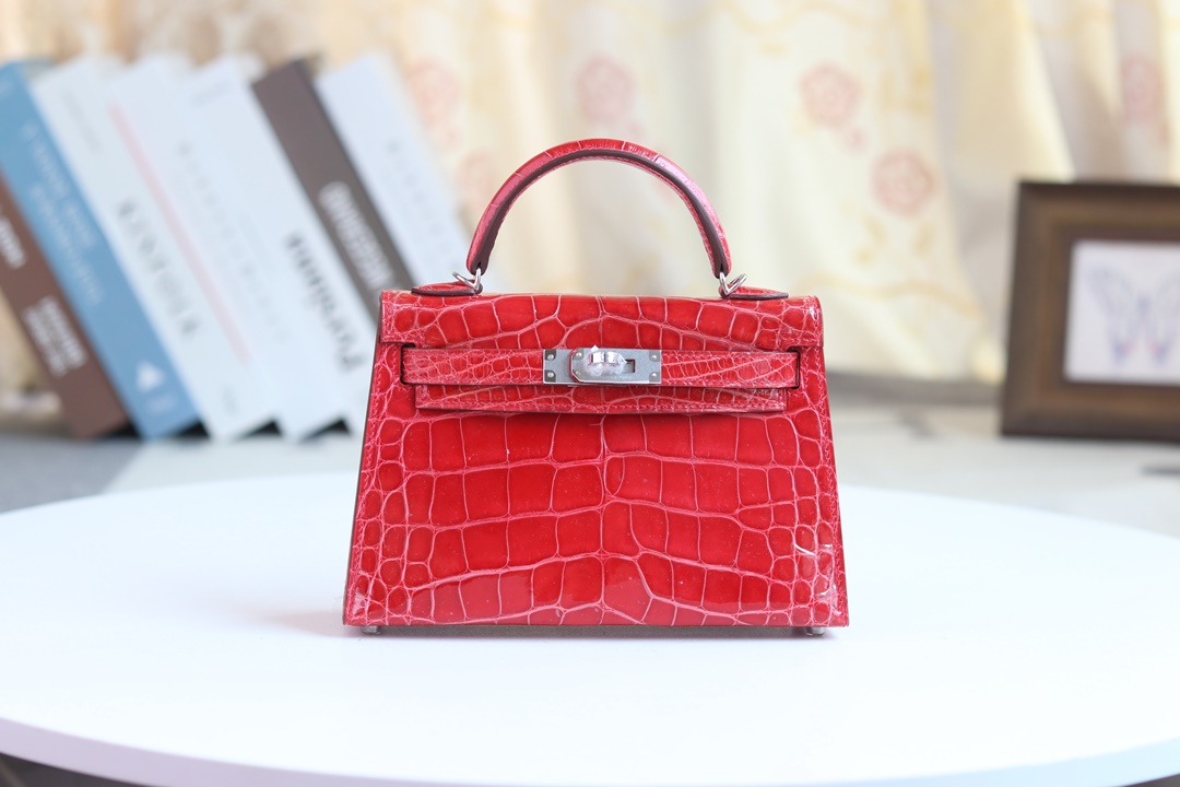 Hermes Kelly Mini 2代 19cm CC95  Braise Shiny Alligator Crocodile GHW