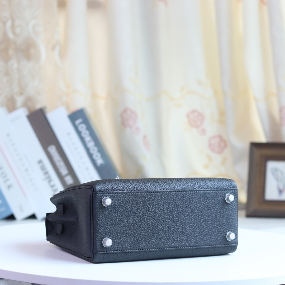 HERMES KELLY 25CM BLACK 89 NIOR TOGO
