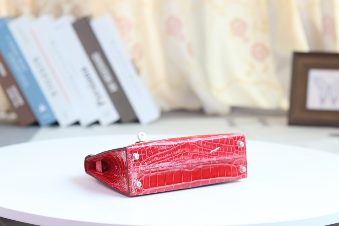 Hermes Kelly Mini 2代 19cm CC95  Braise Shiny Alligator Crocodile GHW