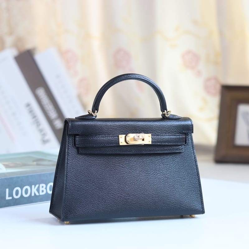 Mini Kelly 20cm Chevre  Ck89 Noir  Ghw