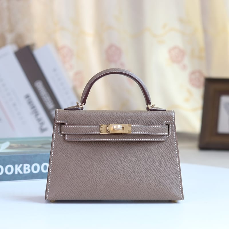 Mini Kelly 20cm Epsom Ck18 Etoupe Ghw