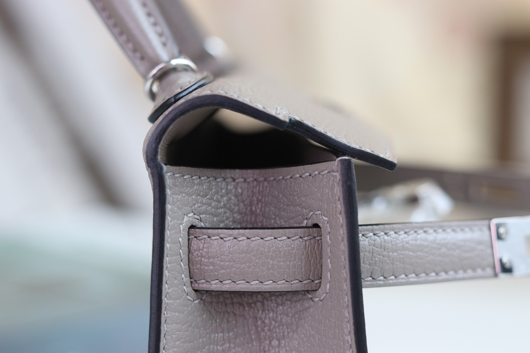 Hermes Mini Kelly II Bag M8 Gris Asphalt Epsom SHW