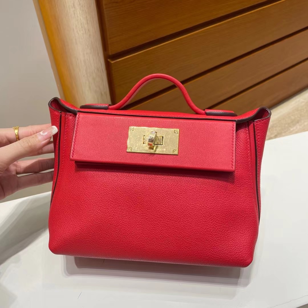 Hermes Kelly 2424 Mini Evercolor+swift S3 Rose de coeur