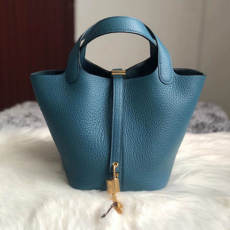 Hermes Picotin Lock 18cm S3 Rose de coeur  taurillon Clemence-7326