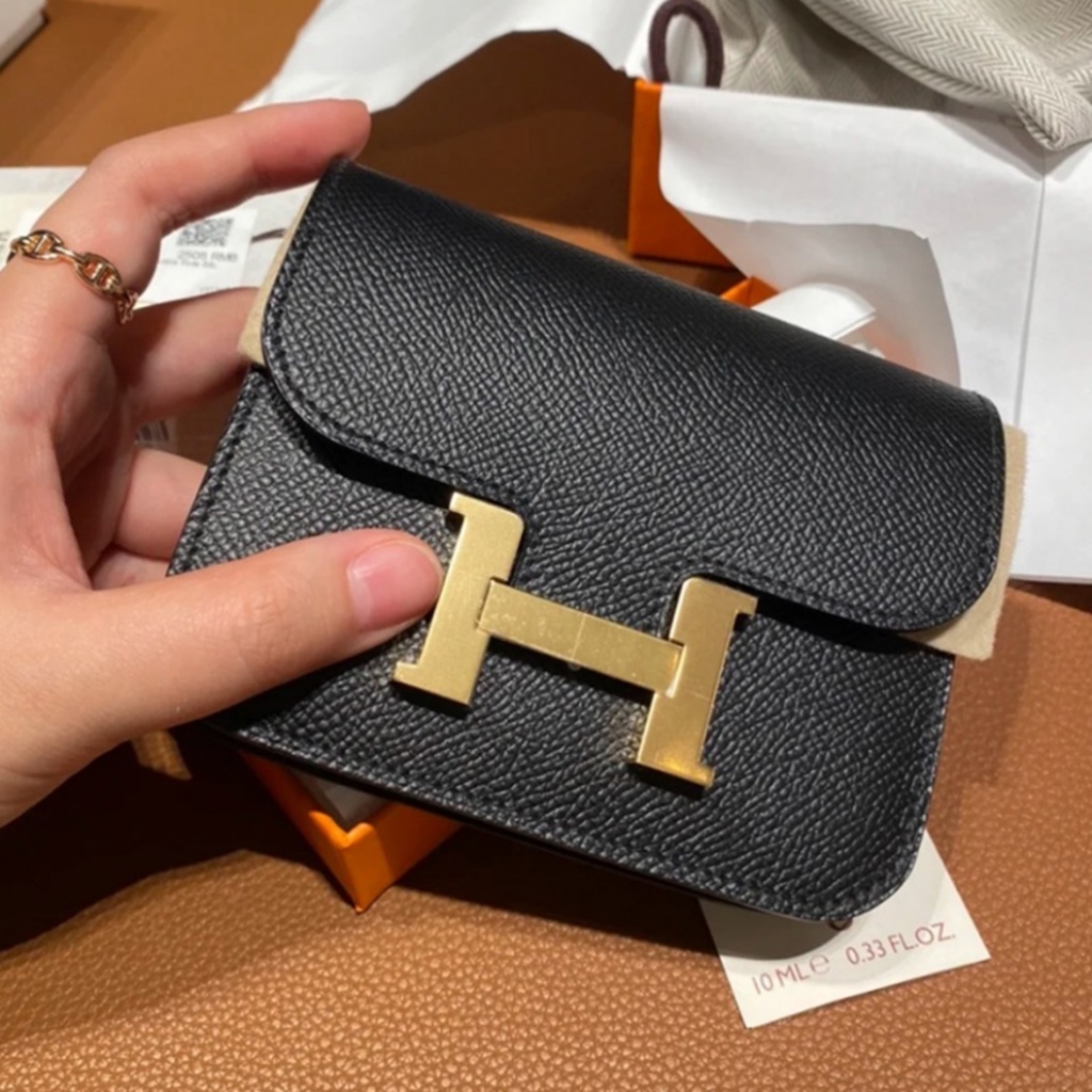 Replica Hermes Constance Long Wallet In Grey Epsom Leather