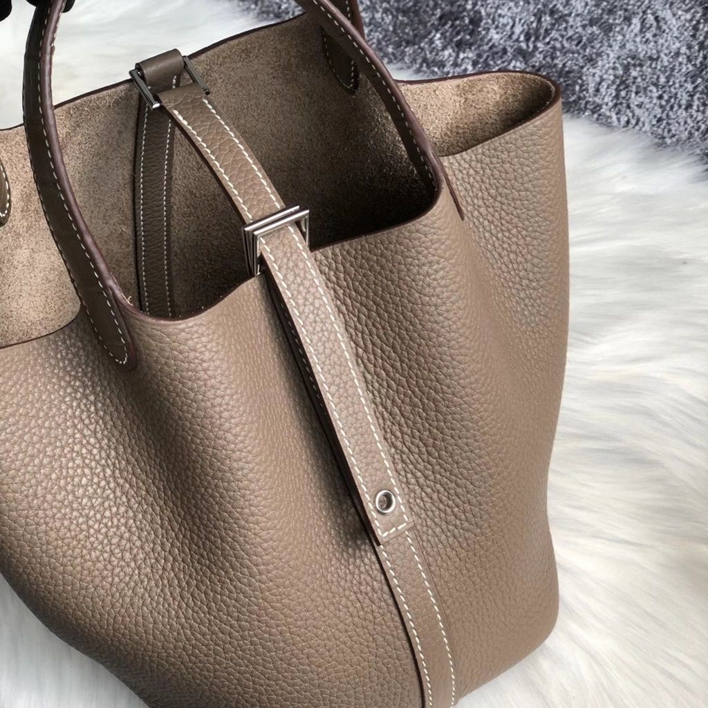 Hermes Picotin Lock 22cm Clemence Crocodile 18 Etoupe