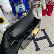 Hermes Verrou Mini 17.5cm Touch Chevre Mysore  Shiny Alligator Crocodile CK89 Noir  Black Phw-3615