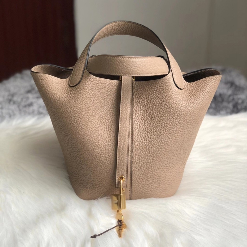 Hermes Picotin Lock 18cm 6H Olive green  taurillon Clemence-0310