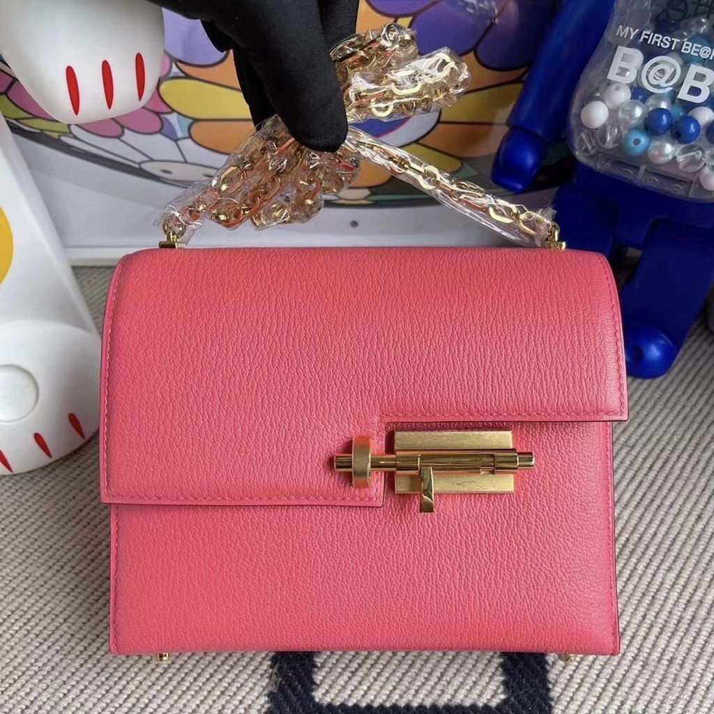 Hermes Verrou 17.5cm Chevre Mysore 8W Rose Azalée Hermes Verrou 17.5cm Chevre Mysore 8W Rose Azalée