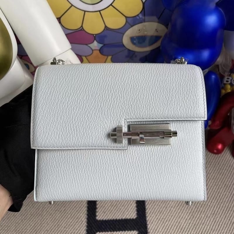 Hermes Verrou Mini 17 Chevre Mysore 3I Vert Criquet-2983