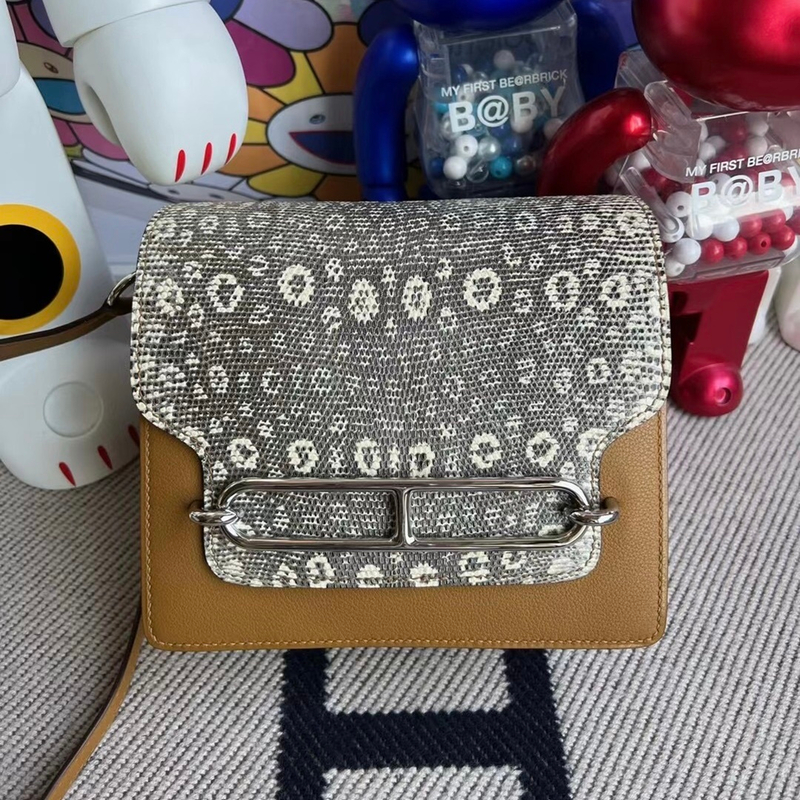 Hermes Roulis Mini 18 01 BLANC Niloticus Crocodile Himalayan-8003