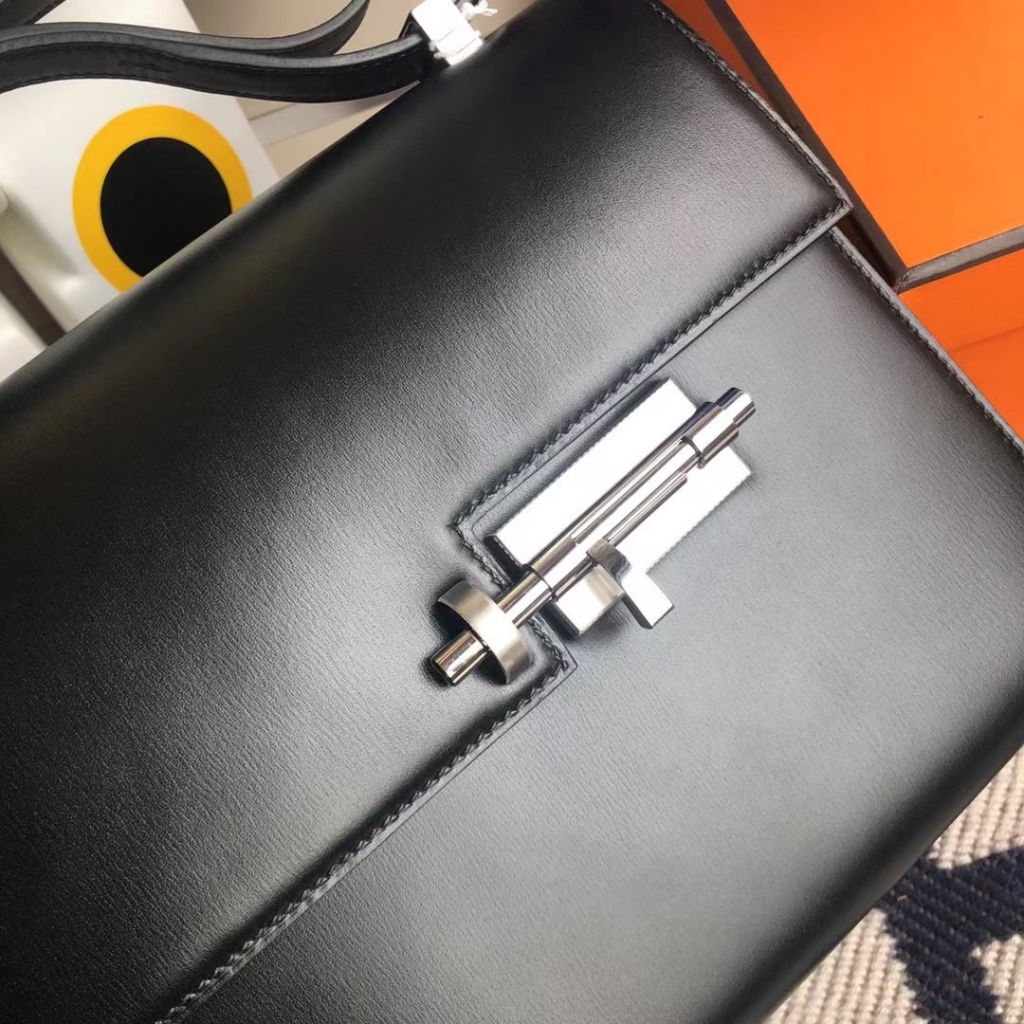 Hermes Verrou 21cm Box CK89 Noir-7298 Hermes Verrou 21cm Box CK89 Noir-7298