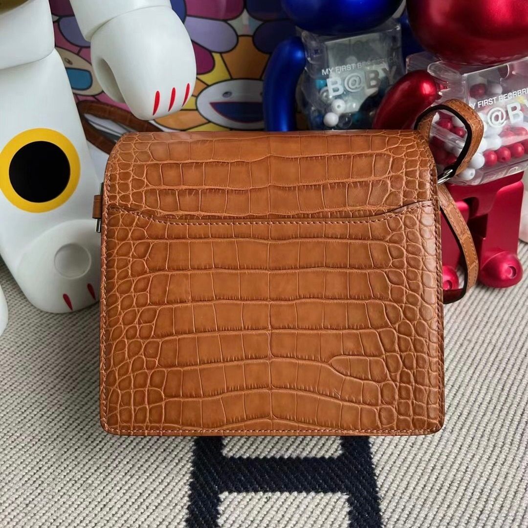 ermes Roulis Mini 18cm Matte Alligator Crocodile