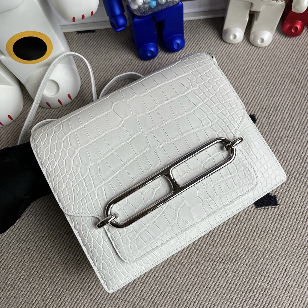 Hermès Roulis 23 price Pure white Matte Alligator Crocodile
