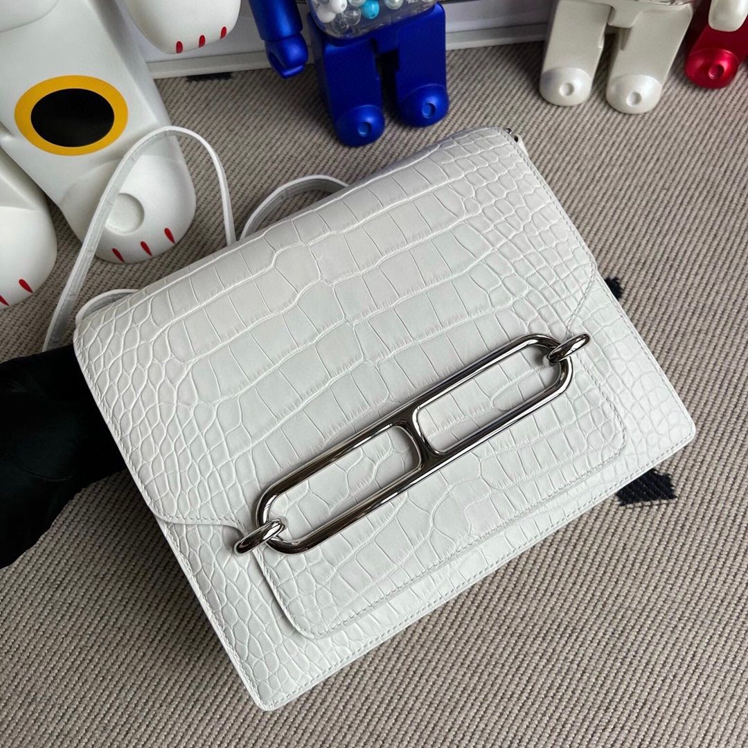 Hermes Roulis 23cm Matte Alligator Crocodile  CC88 Graphite