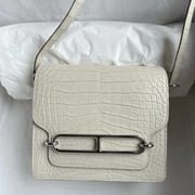 Hermes Roulis Mini 18 01 BLANC Niloticus Crocodile Himalayan-8866
