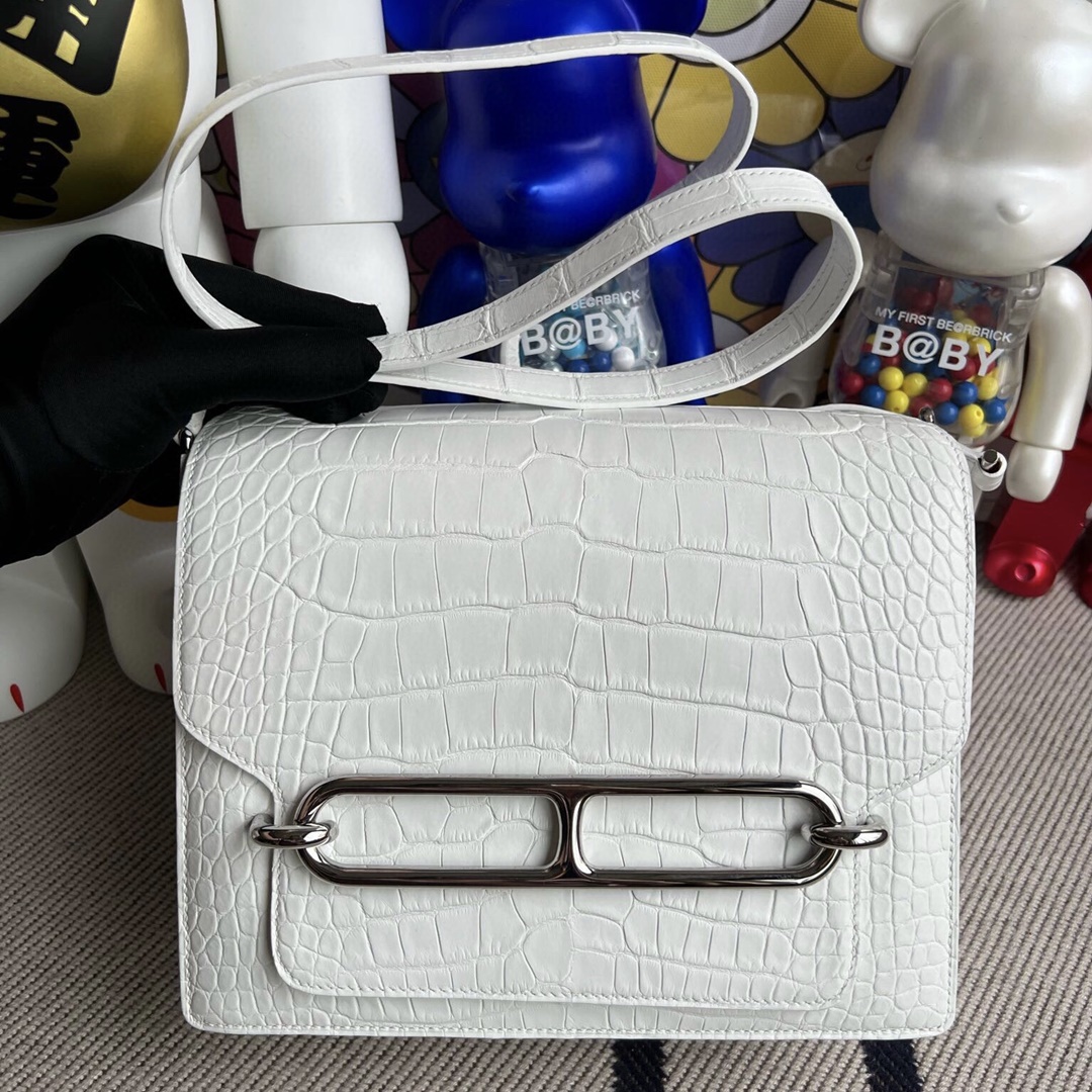 Hermès Roulis 23 price Pure white Matte Alligator Crocodile
