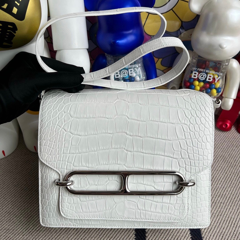Hermes Roulis 23cm Matte Alligator Crocodile  CC88 Graphite