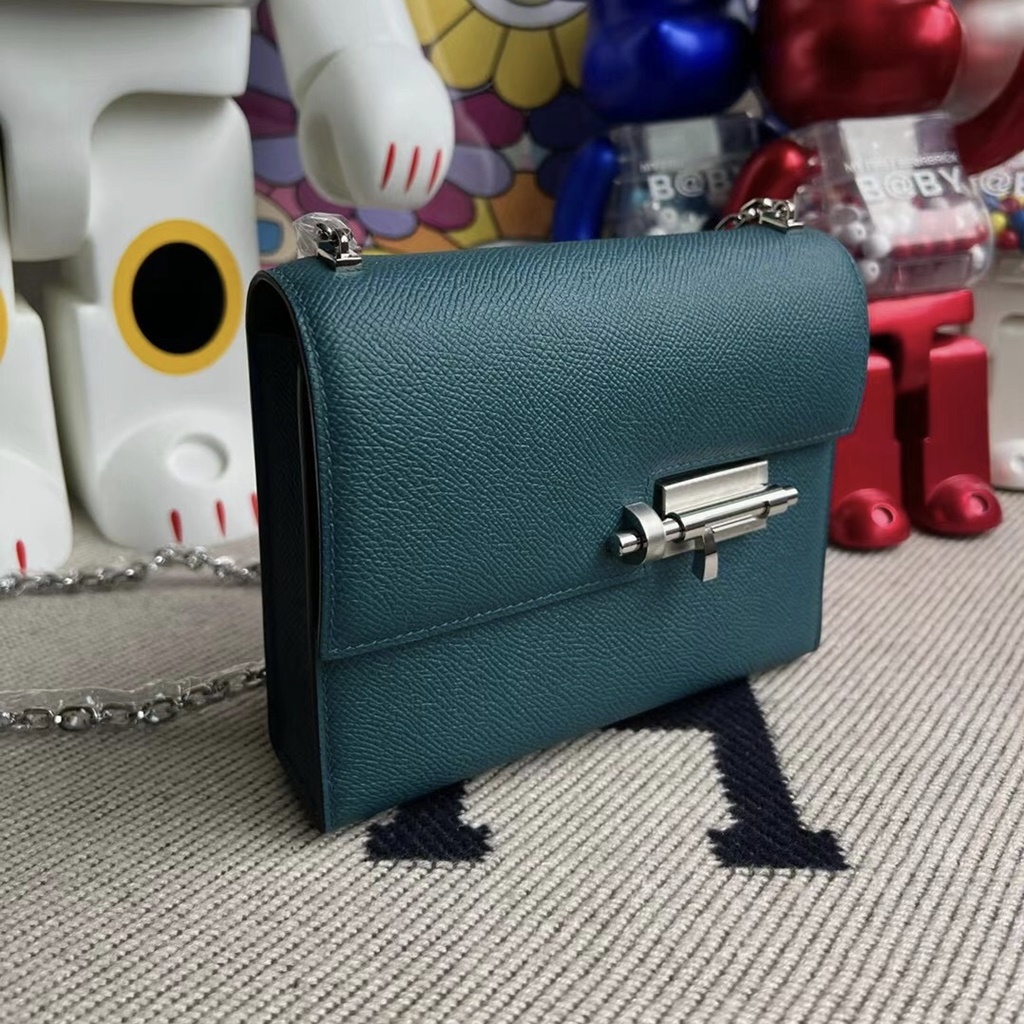 Hermes Verrou 17.5cm Epsom W0 Vert Bosphore Hermes Verrou 17.5cm Epsom W0 Vert Bosphore