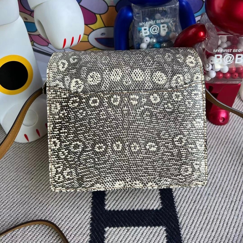 Hermes Roulis Mini 18 01 BLANC Niloticus Crocodile Himalayan-8003
