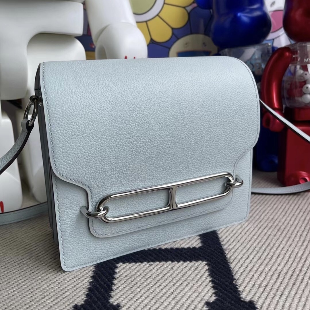Hermes Roulis Mini Evercolor T0 Blue Brume Hermes Roulis Mini Evercolor T0 Blue Brume