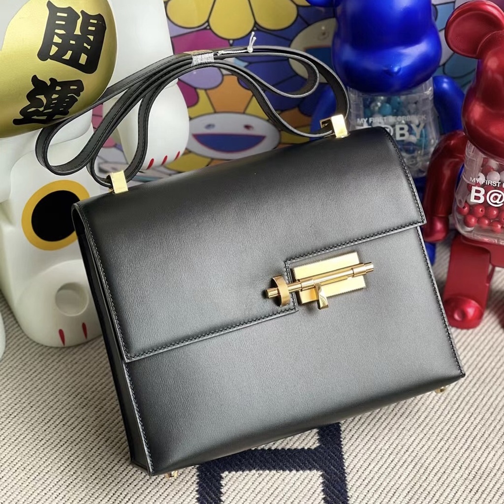 Hermes Verrou 21cm Box CK89 Noir Hermes Verrou 21cm Box CK89 Noir