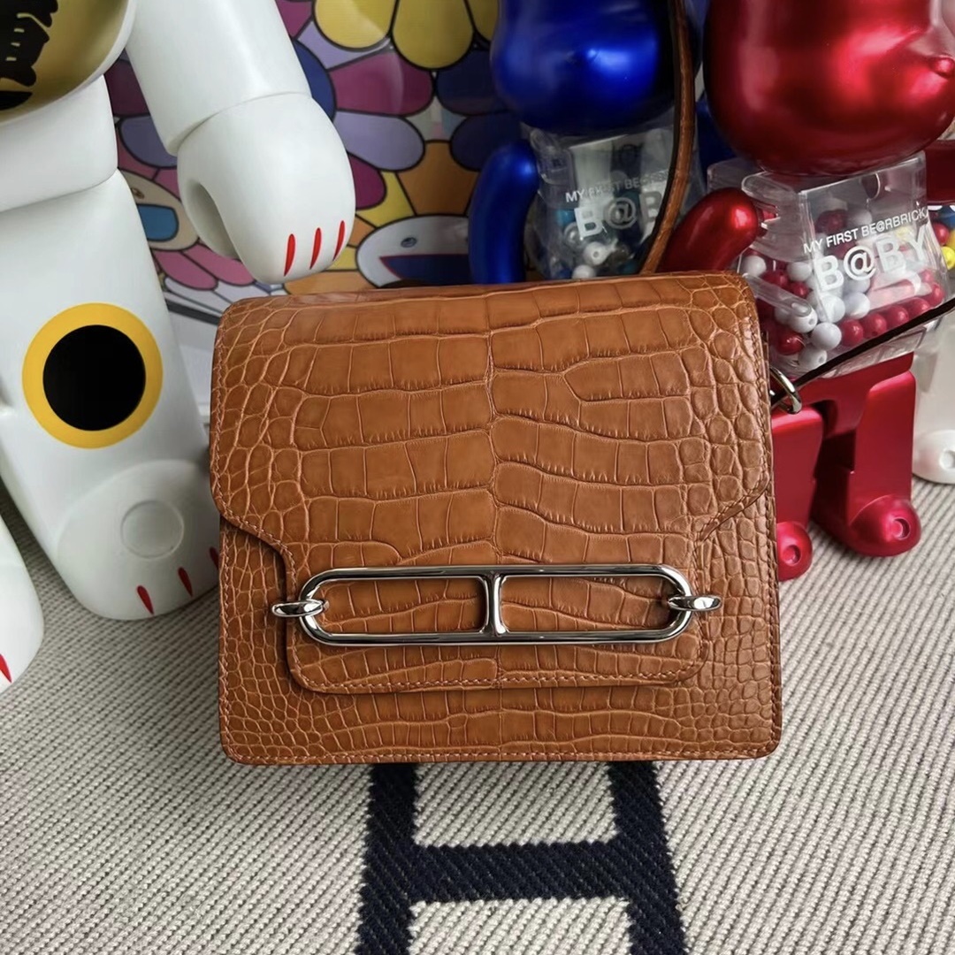 ermes Roulis Mini 18cm Matte Alligator Crocodile ermes Roulis Mini 18cm Matte Alligator Crocodile