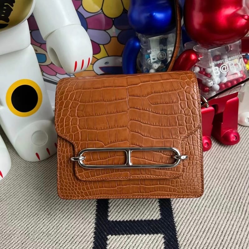 Hermes Roulis Mini 18cm Matte Alligator Crocodile