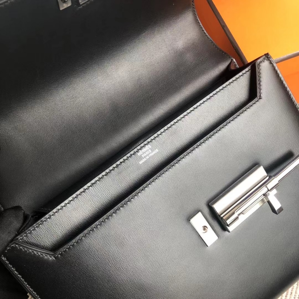 Hermes Verrou 21cm Box CK89 Noir-7298 Hermes Verrou 21cm Box CK89 Noir-7298
