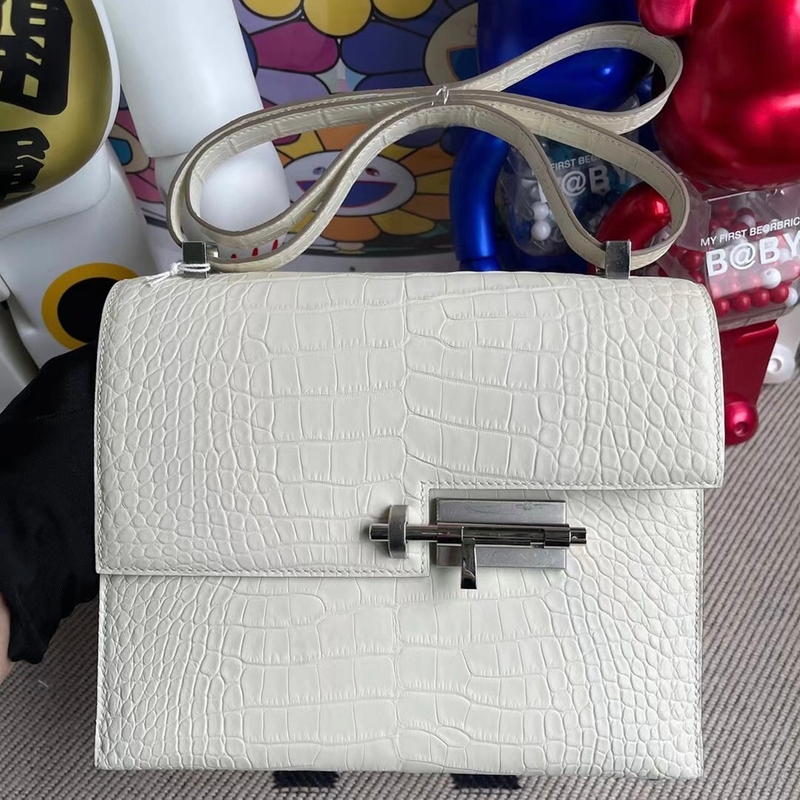 Hermès Verrou 17.5 89 Noir Alligator Crocodile GHW-6487