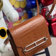 ermes Roulis Mini 18cm Matte Alligator Crocodile