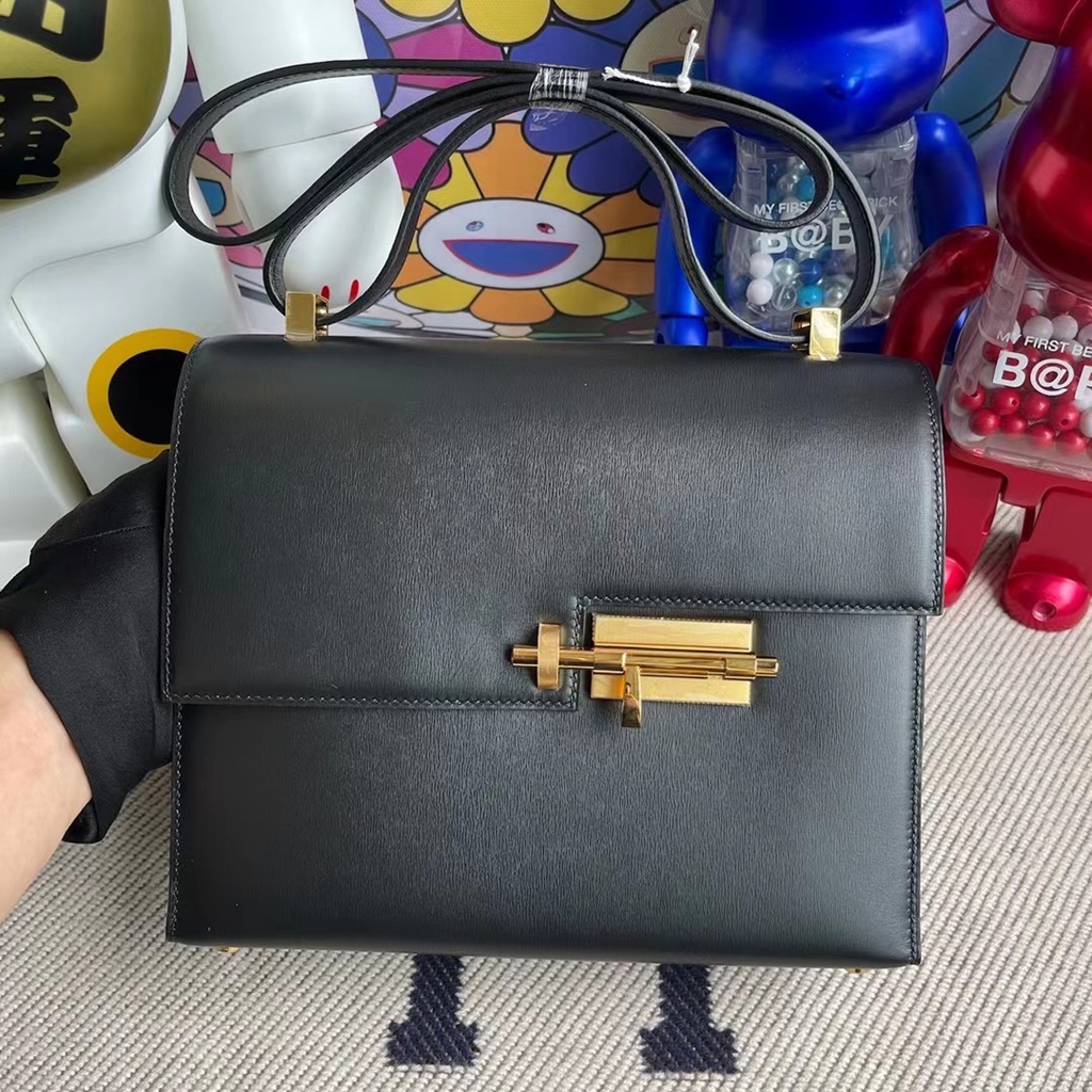 Hermes Verrou 21cm Box CK89 Noir Hermes Verrou 21cm Box CK89 Noir