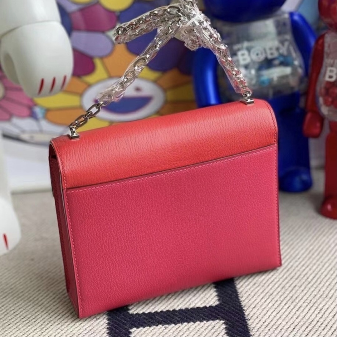 Hermes Verrou 17.5cm Chevre Mysore 8W Rose Azalée-1876 Hermes Verrou 17.5cm Chevre Mysore 8W Rose Azalée-1876