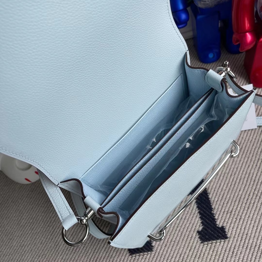 Hermes Roulis Mini Evercolor T0 Blue Brume Hermes Roulis Mini Evercolor T0 Blue Brume