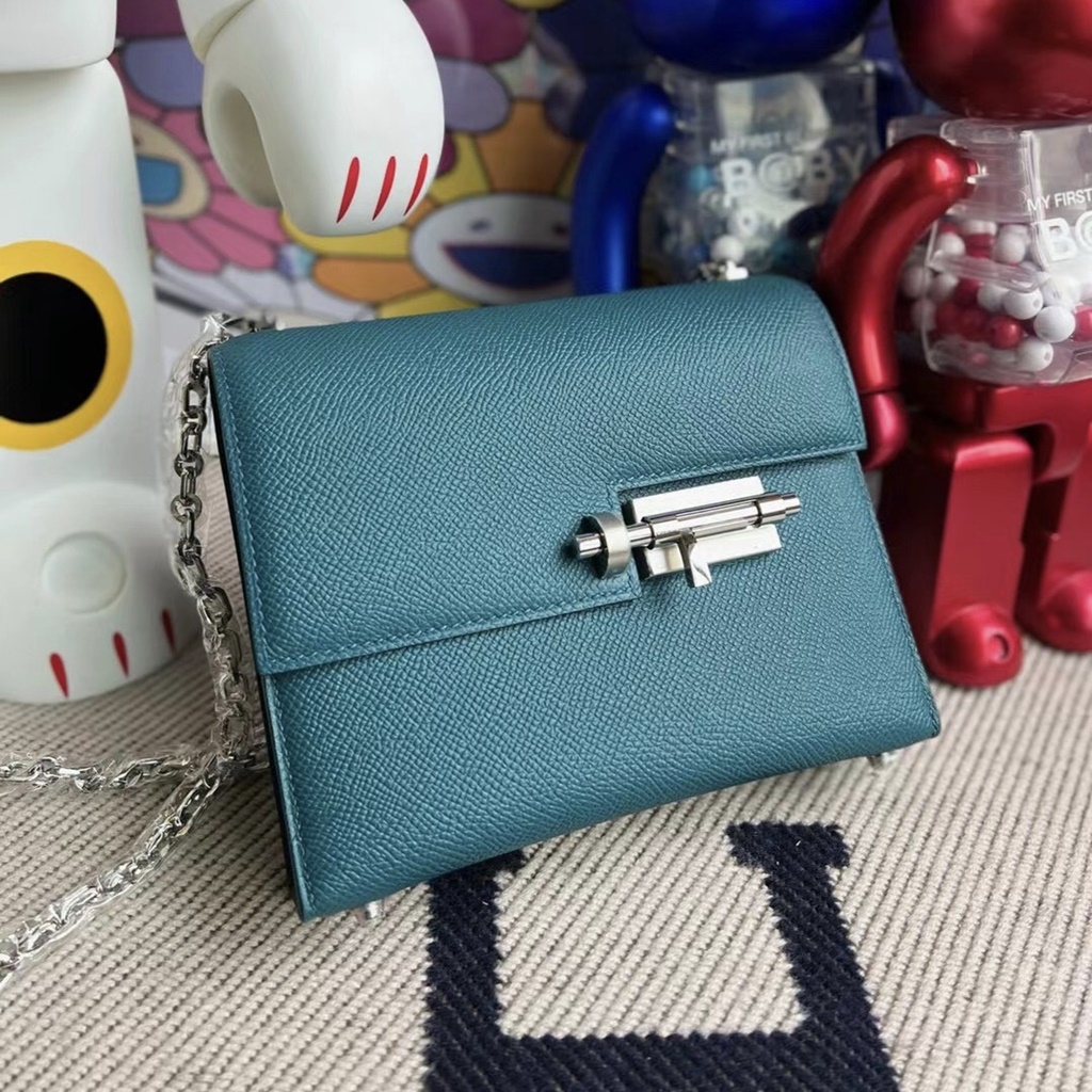 Hermes Verrou 17.5cm Epsom W0 Vert Bosphore Hermes Verrou 17.5cm Epsom W0 Vert Bosphore
