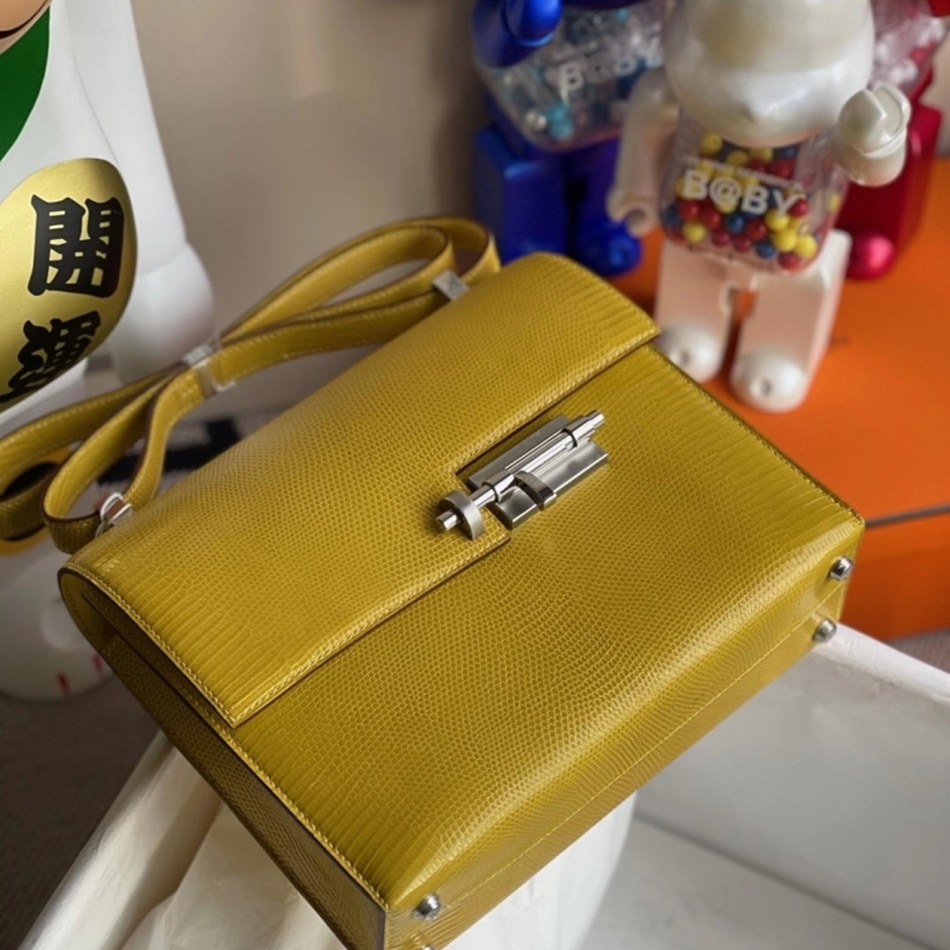 Hermes Verrou 21cm Lizard 9R Lime