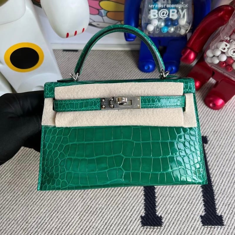 Hermès Kelly Mini II  6Q Very Emerald shiny alligator crocodile PHW