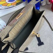 Hermes MiniKelly Pochette 22cm J5 Rose sheheraradez  Shiny alligator crocodile-3493