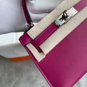 HERHERMES MINI KELLY II BAG M8 GRIS ASPHALT CHEVRE GHW / PHW-2117