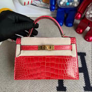 Hermès Kelly Mini II 2代 5L ultraviolet  Shiny Alligator Crocodile GHW-8790