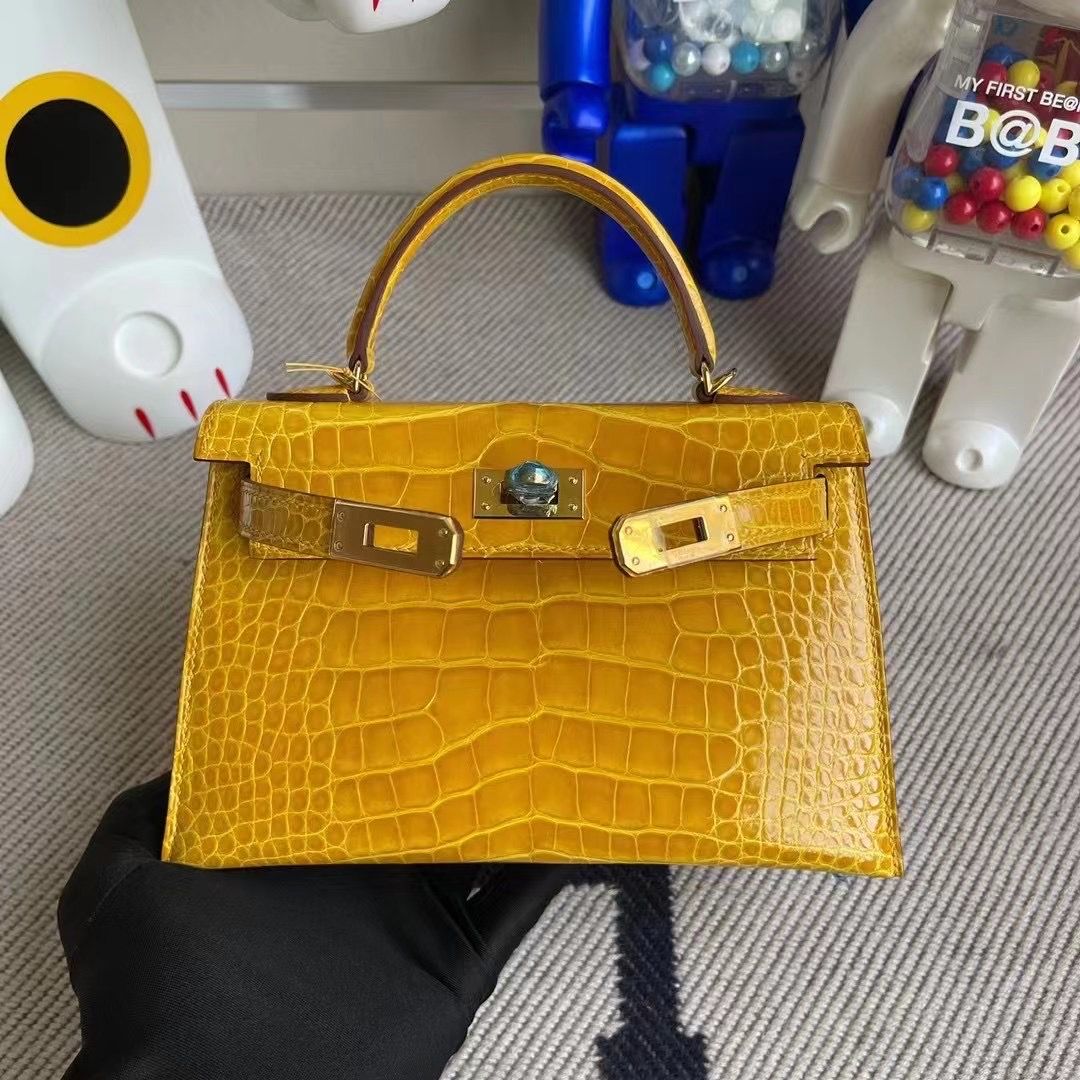 Hermes Kelly Mini II 2代 N7 Blue Tempete  Shiny Alligator Crocodile GHW-3167