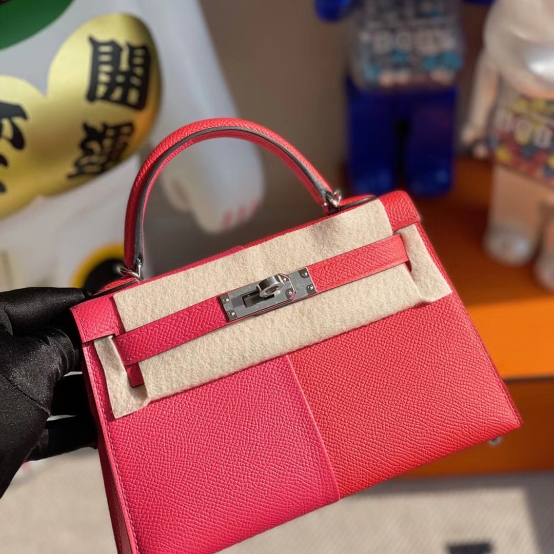 Hermes Kelly Mini Ⅱ Epsom I6 Rose Extreme S3 Rose de coeur B3 Blue Zanzibar