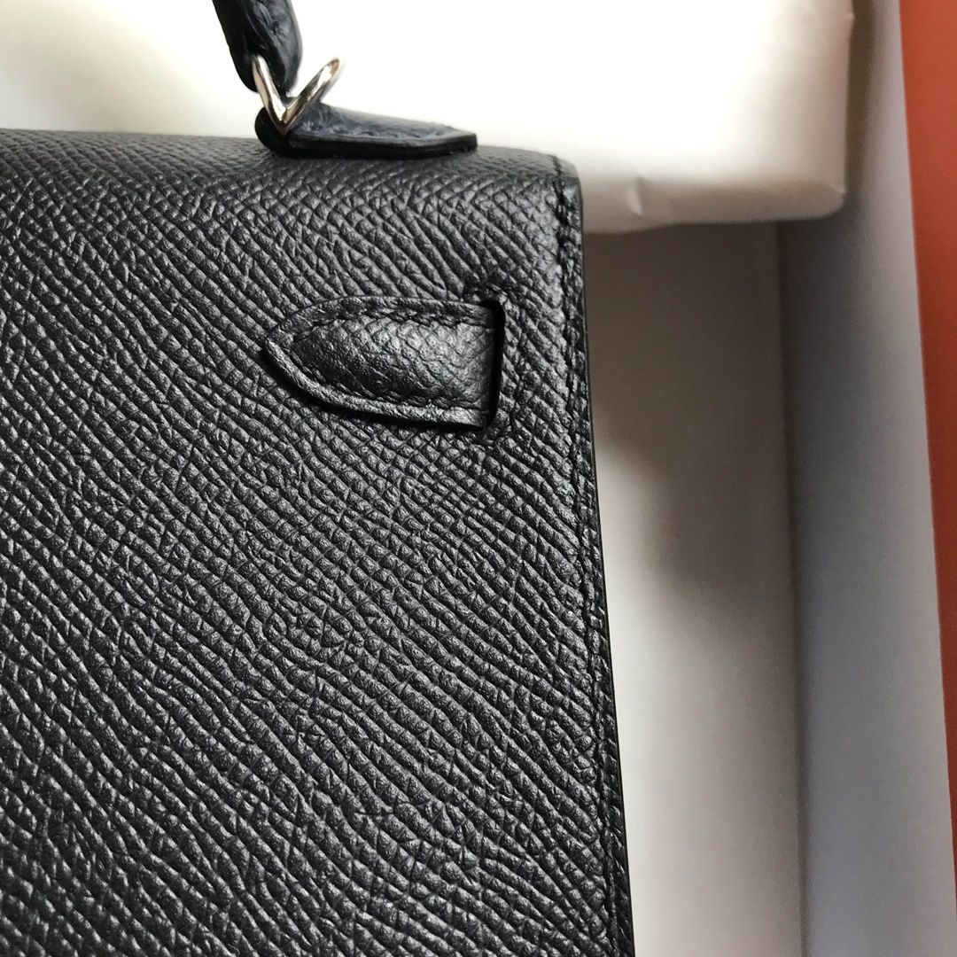 HERMES MINI KELLY II 20CM BAG CK18 ETOUPE EPSOM PHW