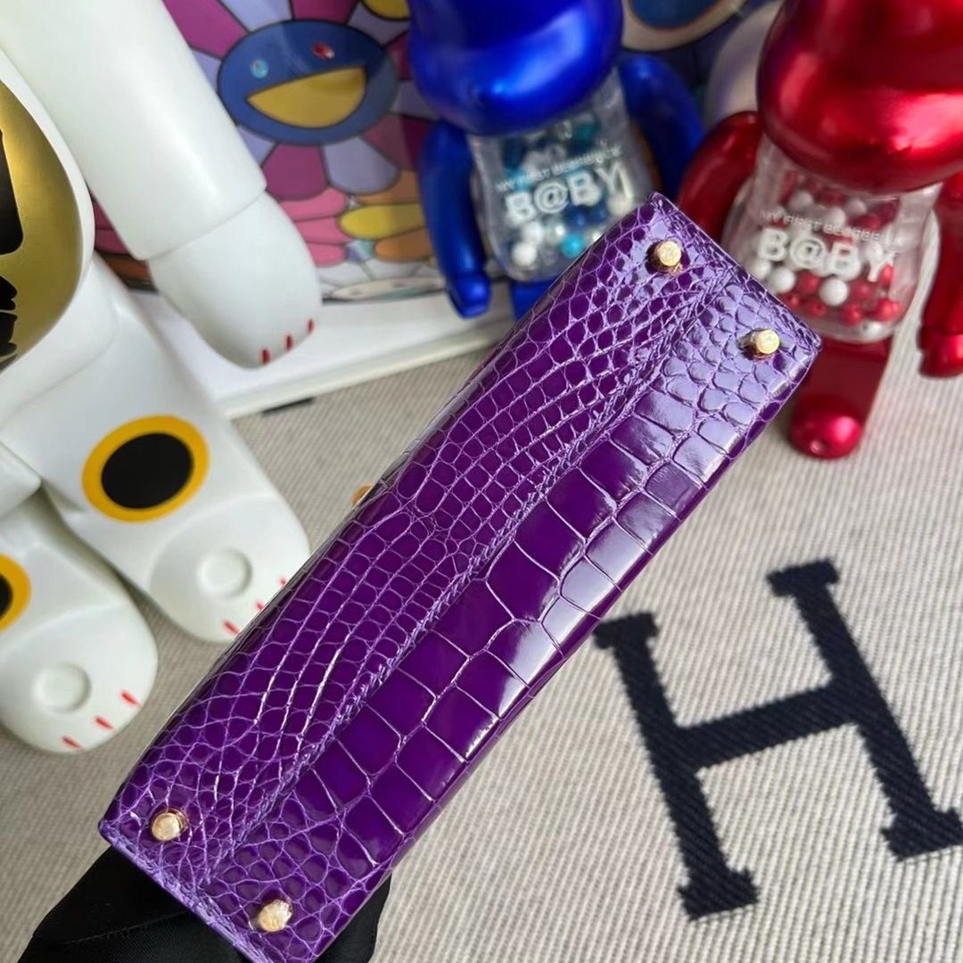 Hermès Kelly Mini II 19cm O6 Vert Jade Shiny Alligator Crocodile-8652
