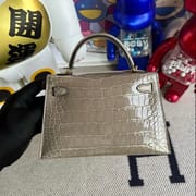 Hermès Kelly Mini II 2代 81 Gris Tourterelle  Shiny Alligator Crocodile GHW