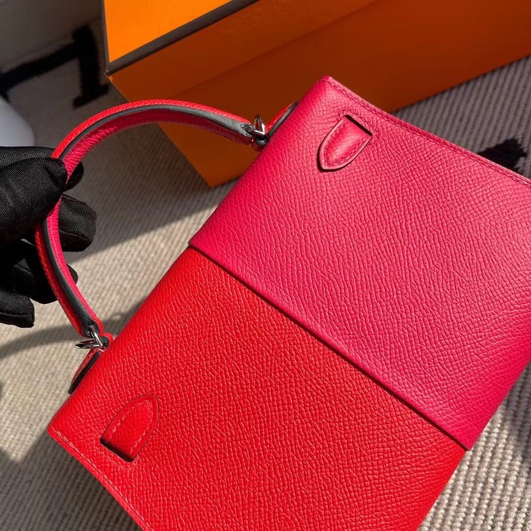 Hermes Kelly Mini Ⅱ 2代 19cm Epsom 5R Rose Shocking 荧光粉色 艳玫瑰色 金扣 全手工缝制蜜蜡线缝制-4696