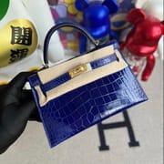 Hermes Kelly Mini 20 cm CC95  Braise Shiny Alligator Crocodile GHW-7895